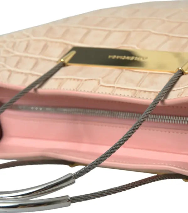 Balenciaga Alligator Leather Chic Pink Tote Bag with cable