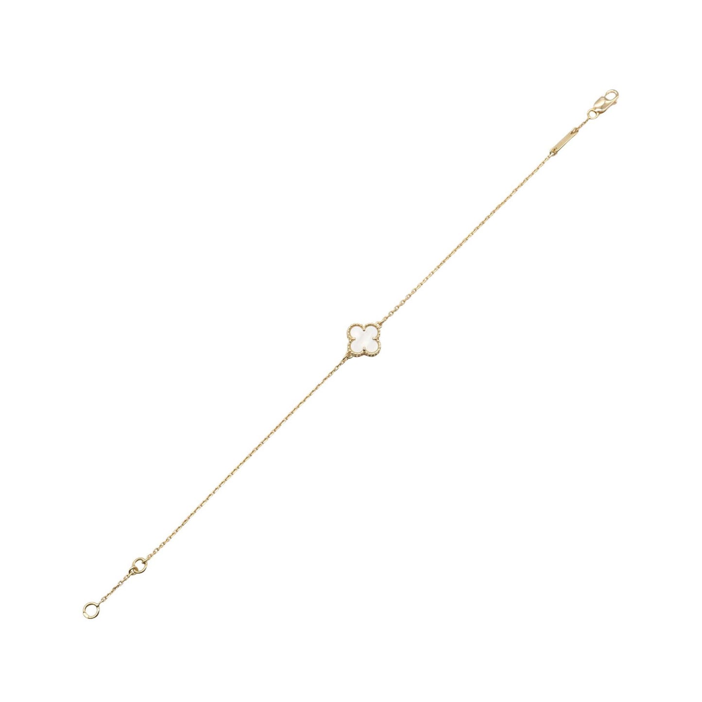 Van Cleef and Arpels 18K Yellow Gold and Mother of Pearl Sweet Alhambra Bracelet