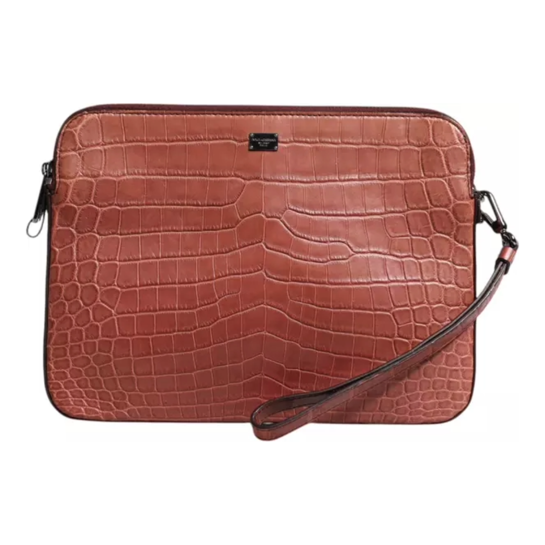 Dolce & Gabbana Croc Leather Briefcase Bag