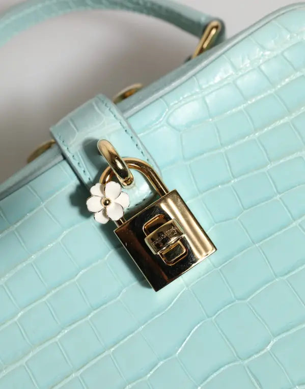 Dolce & Gabbana Mint Green Crocodile Leather Shoulder Bag