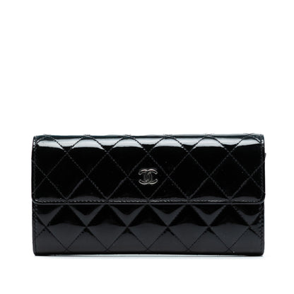 Chanel Large CC Quilted Patent Flap Wallet