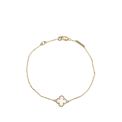Van Cleef and Arpels 18K Yellow Gold and Mother of Pearl Sweet Alhambra Bracelet