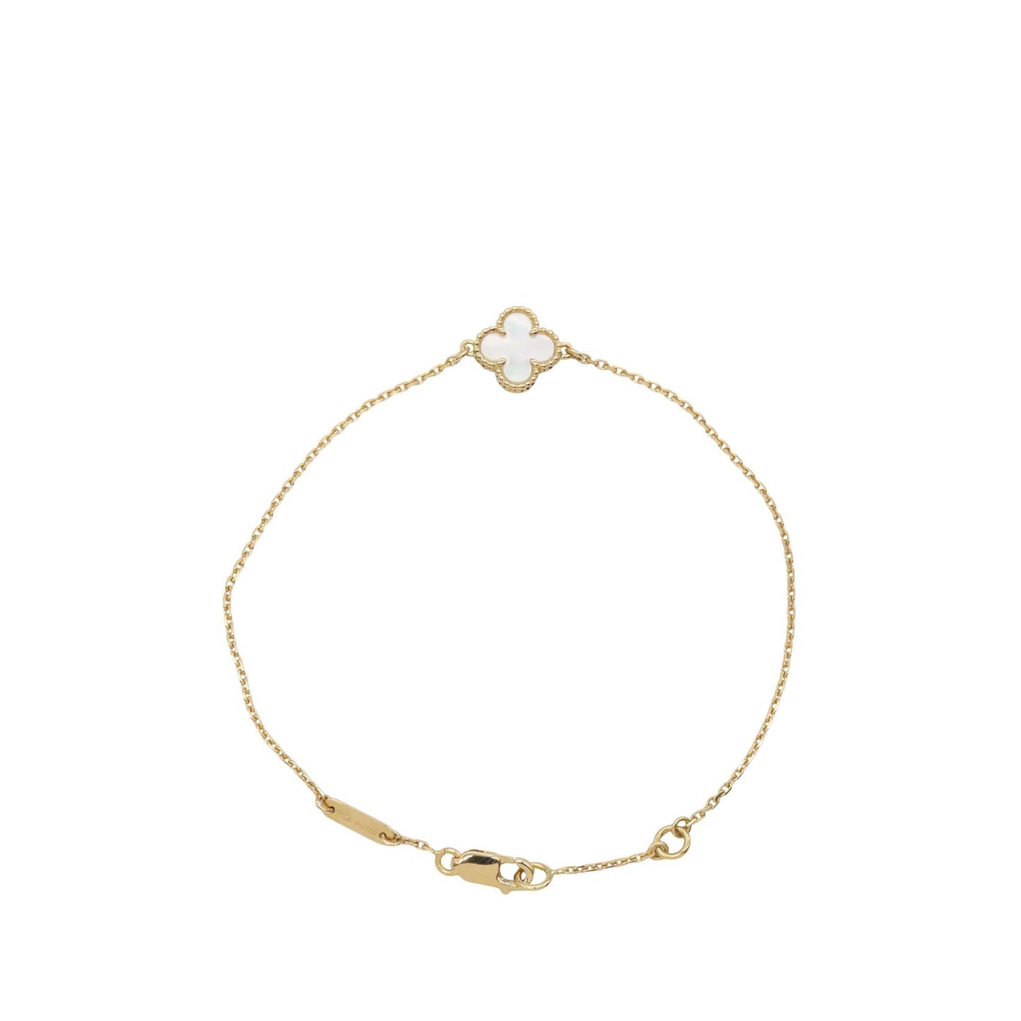 Van Cleef and Arpels 18K Yellow Gold and Mother of Pearl Sweet Alhambra Bracelet