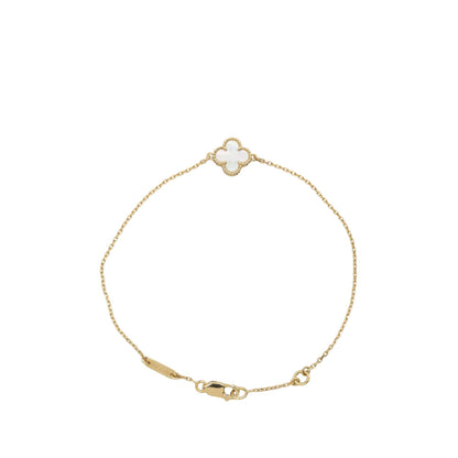 Van Cleef and Arpels 18K Yellow Gold and Mother of Pearl Sweet Alhambra Bracelet