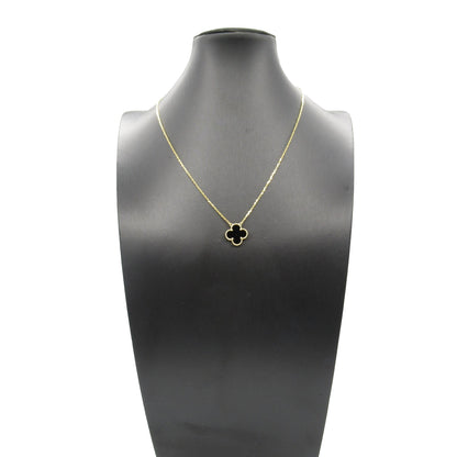 Van Cleef and Arpels 18K Yellow Gold and Onyx Vintage Alhambra Pendant Necklace